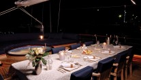 Yacht BLUE EYES -  Aft Deck Dining at Night